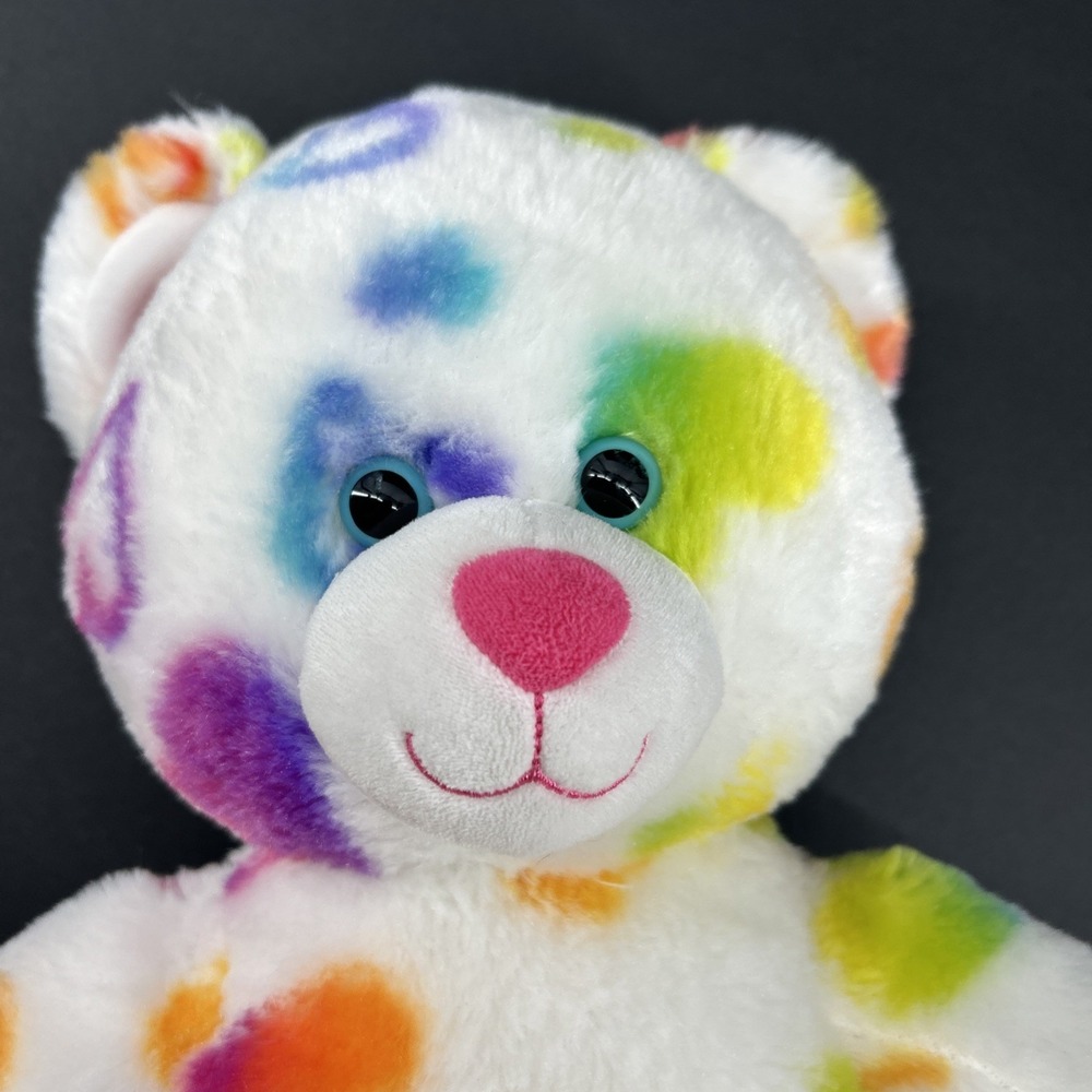 Build A Bear Plush Rainbow Hearts White Multi Color Large 16" Plush Retired - Picture 3 of 9
